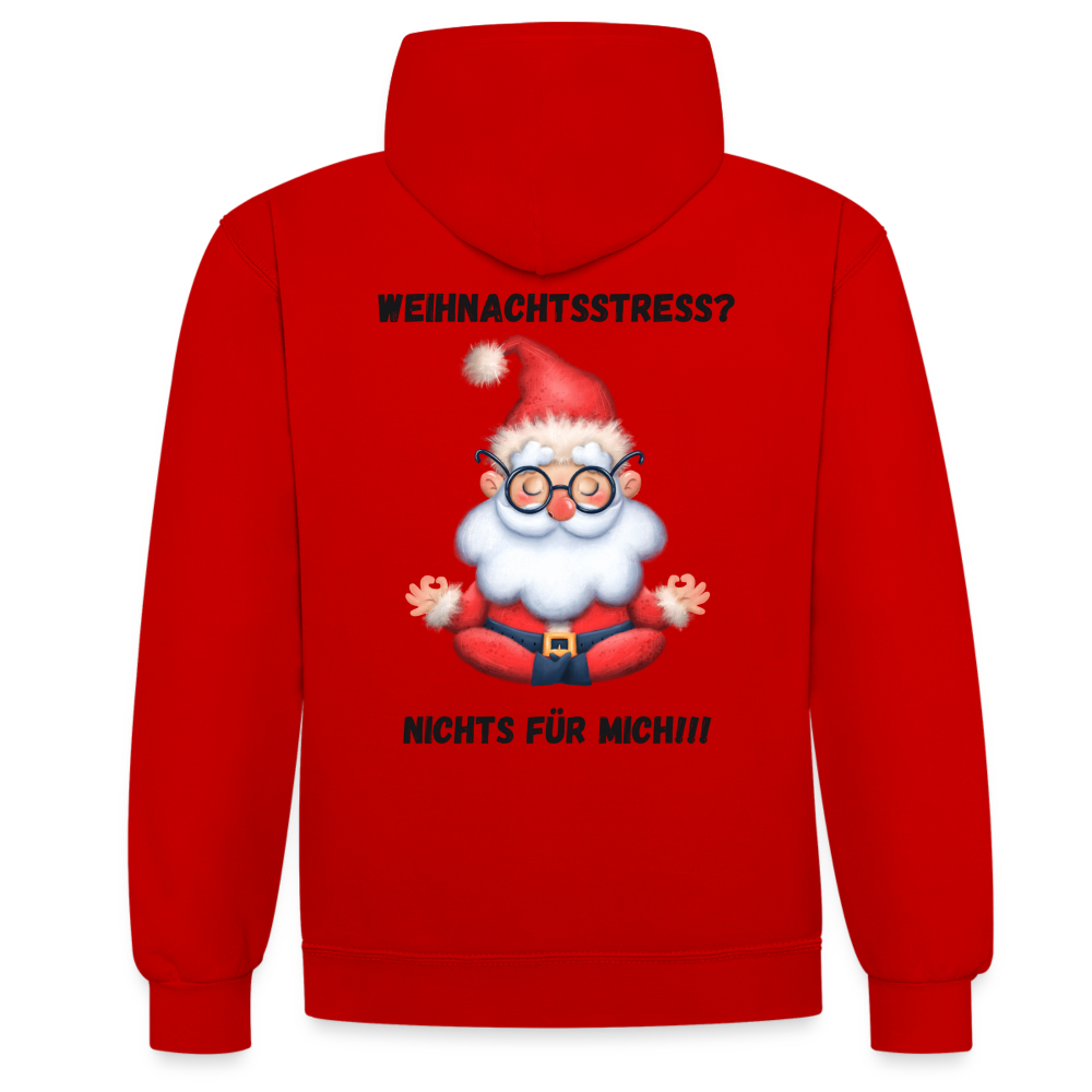 Kontrast-Hoodie - Weihnachtsstress (black) - Rot/Weiß