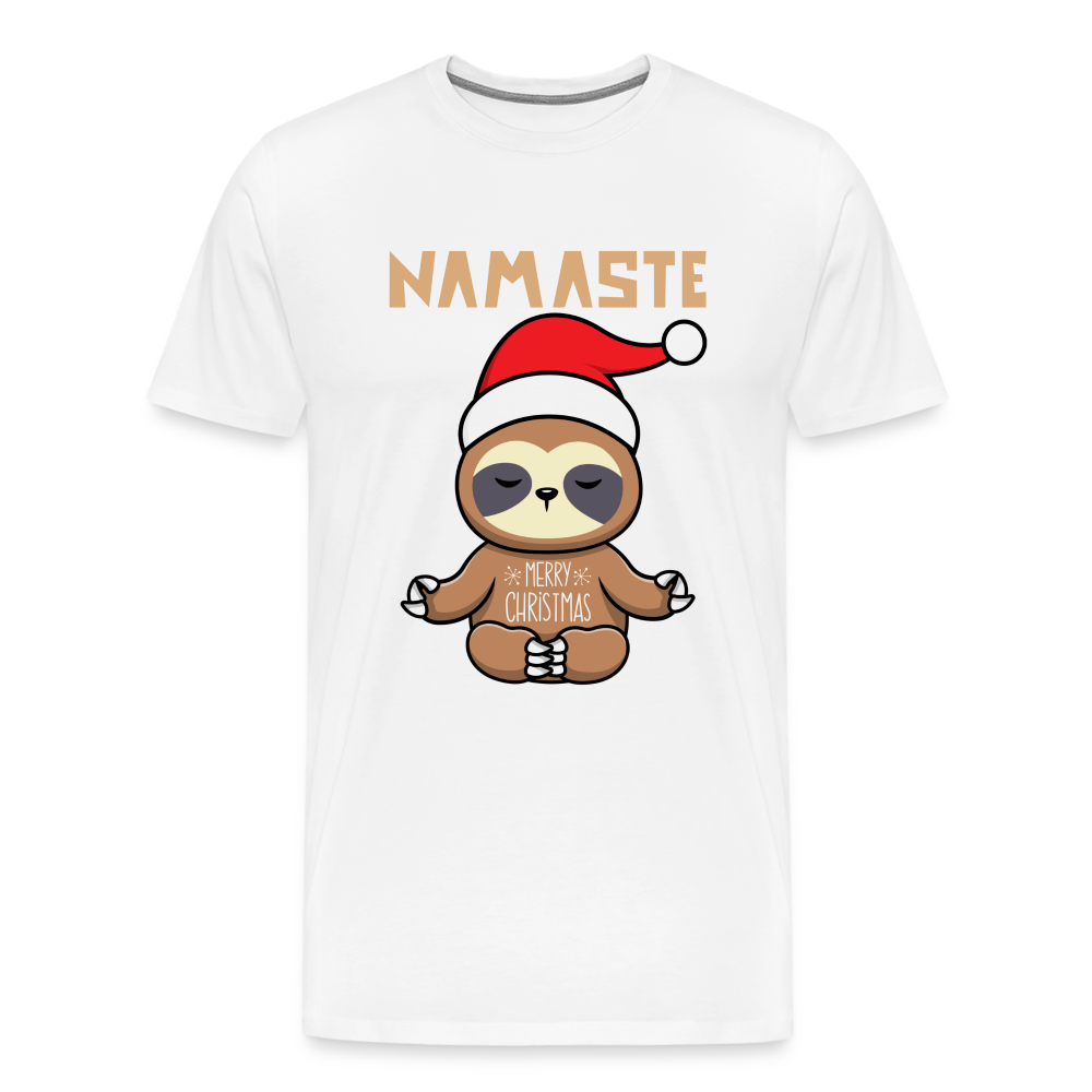 Männer Premium T-Shirt - Christmas Yoga Faultier - weiß