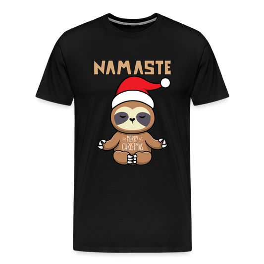 Männer Premium T-Shirt - Christmas Yoga Faultier - Schwarz