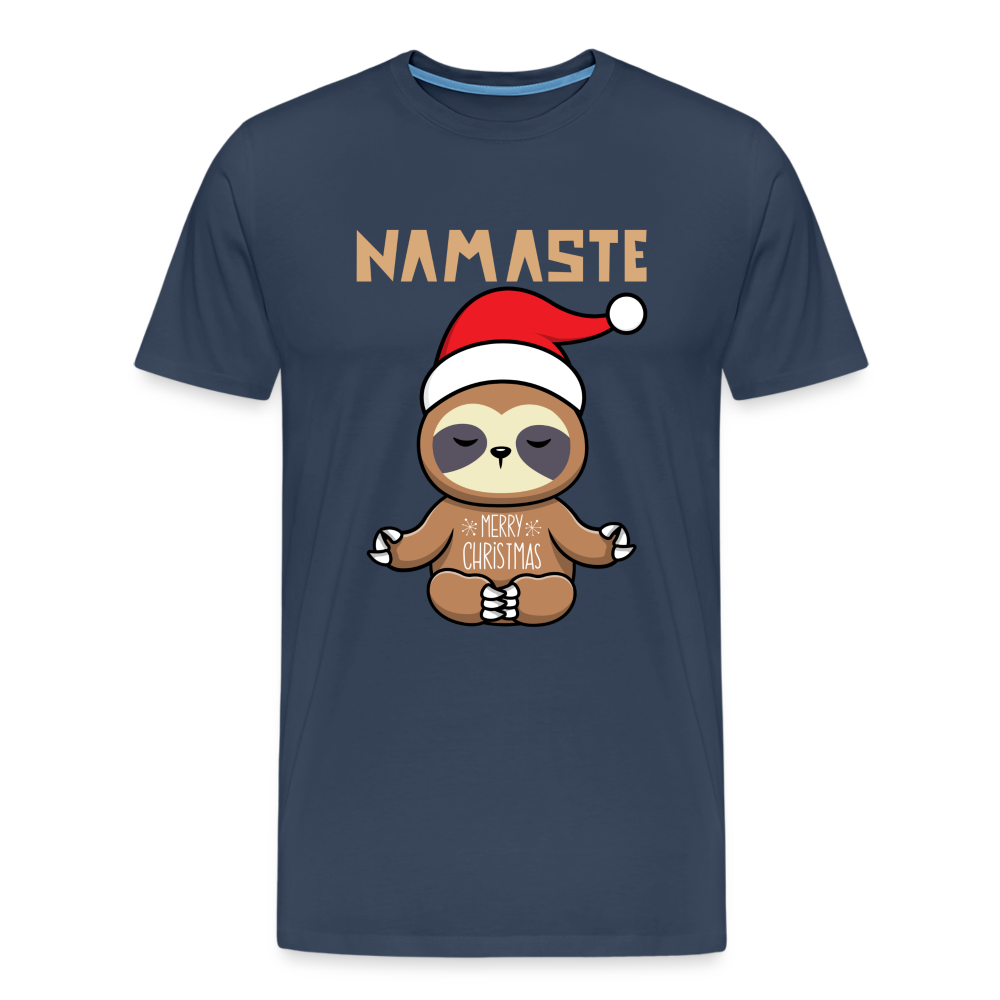 Männer Premium T-Shirt - Christmas Yoga Faultier - Navy