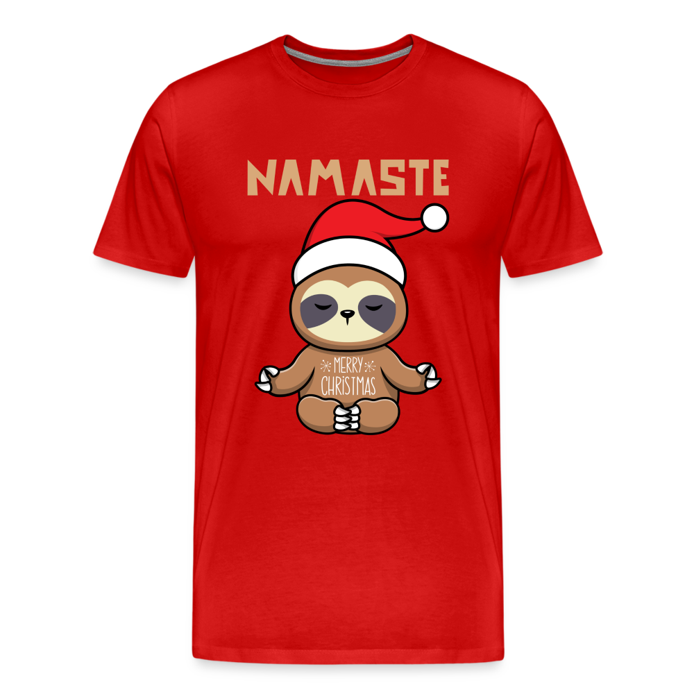 Männer Premium T-Shirt - Christmas Yoga Faultier - Rot