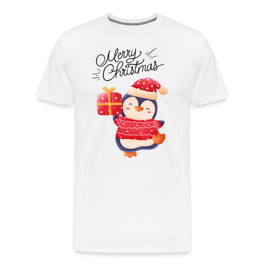 Männer Premium T-Shirt - Merry Christmas Penguin - weiß