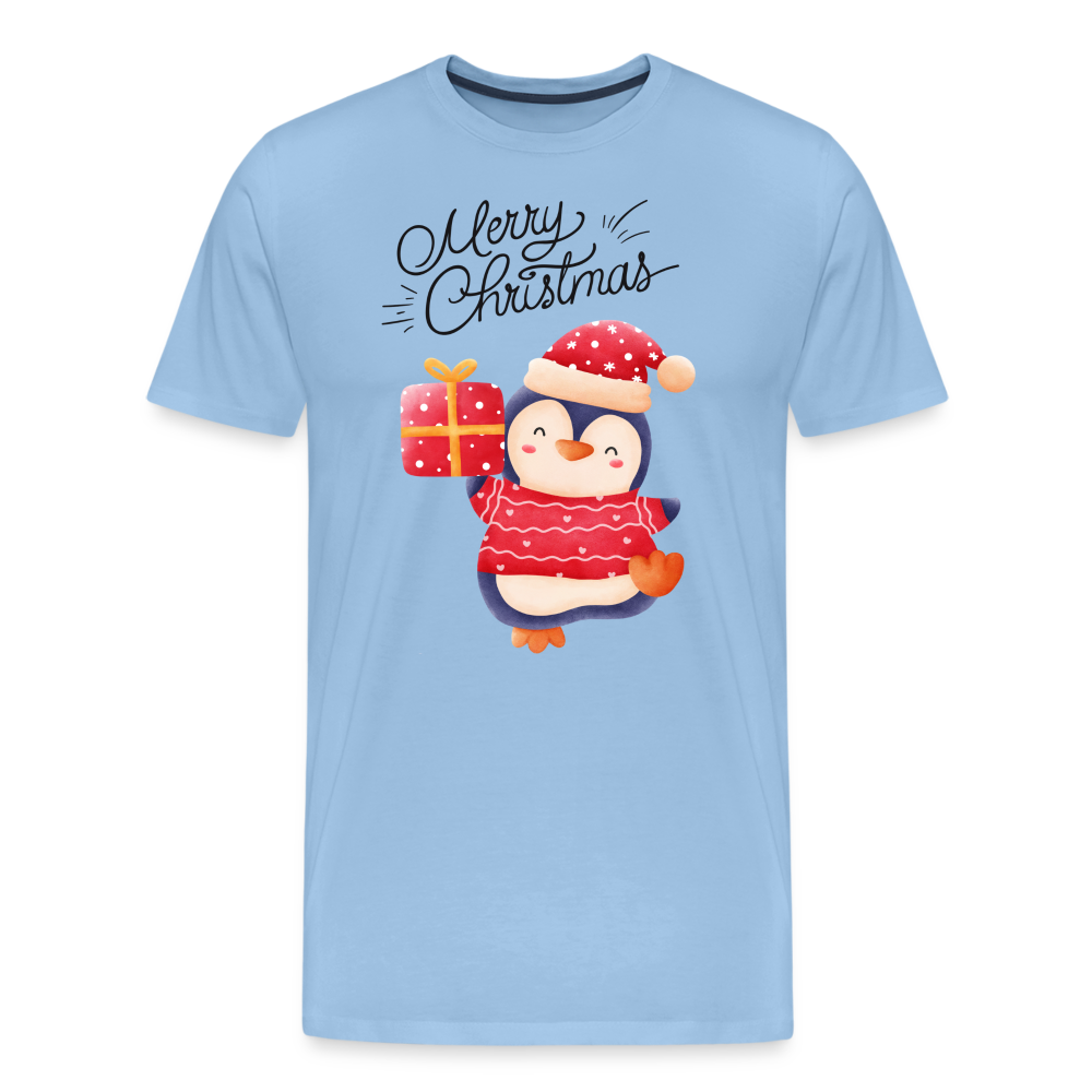 Männer Premium T-Shirt - Merry Christmas Penguin - Sky