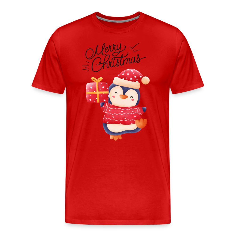 Männer Premium T-Shirt - Merry Christmas Penguin - Rot