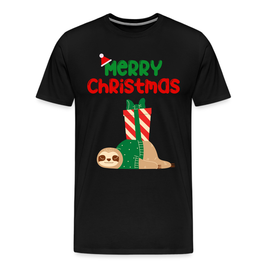 Männer Premium T-Shirt - Merry Christmas Faultier schlafend - Schwarz