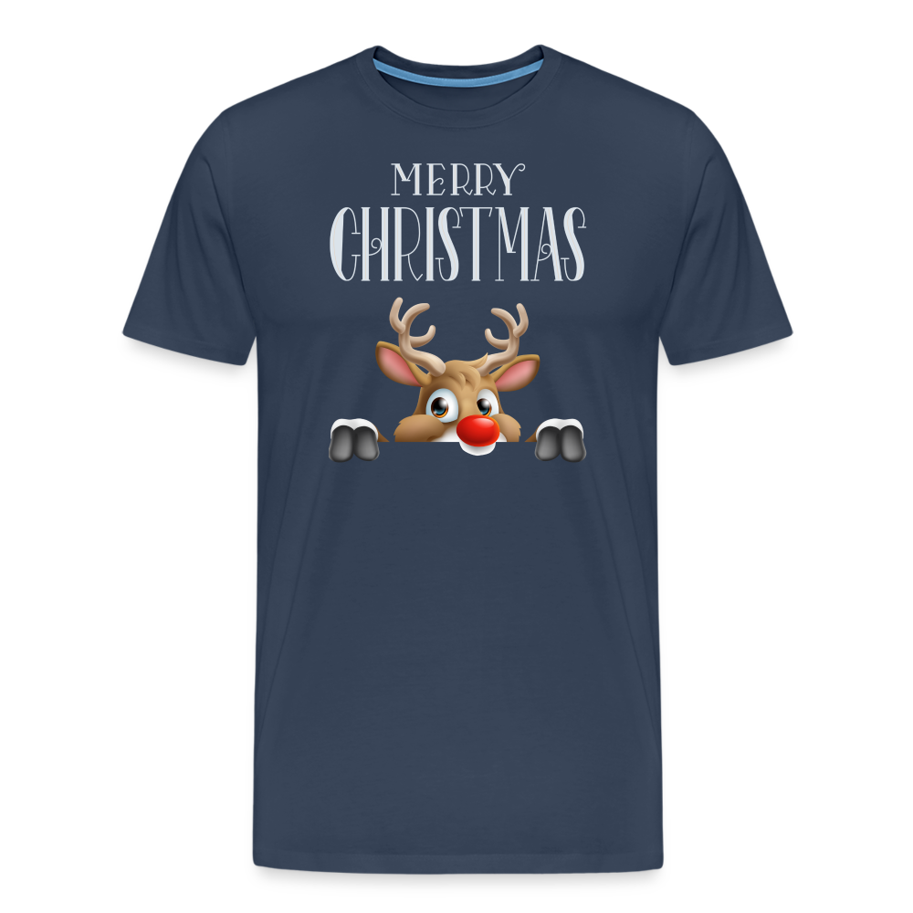 Männer Premium T-Shirt - Merry Christmas Red Nose - Navy