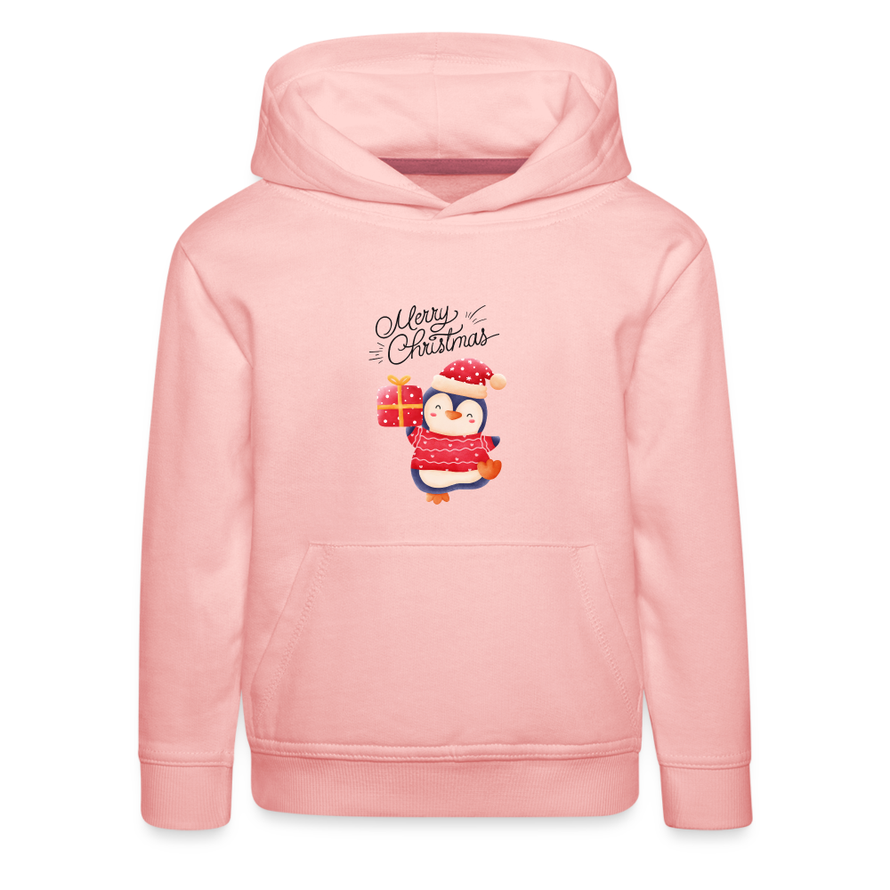 Kinder Premium Hoodie - Merry Christmas Penguin - Kristallrosa