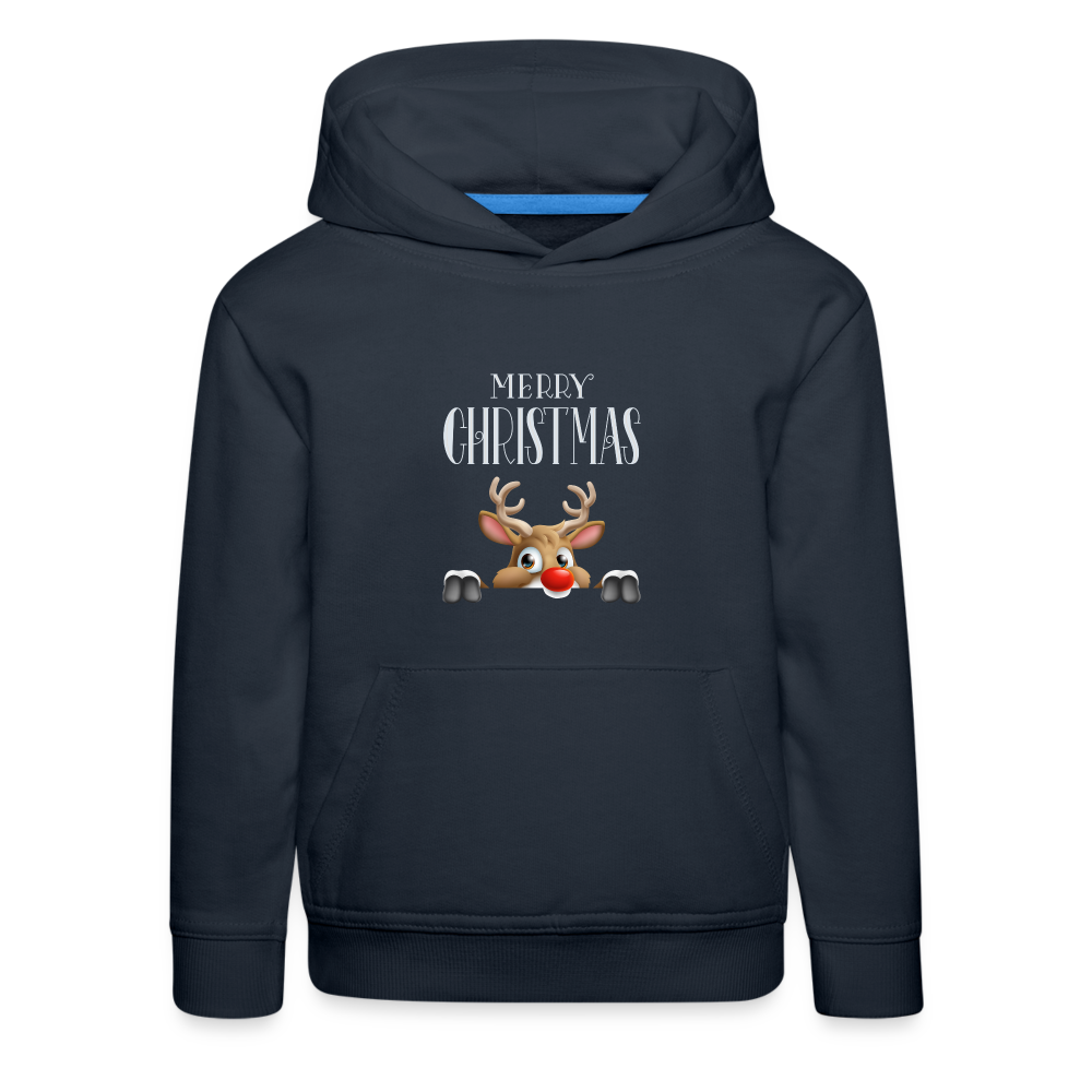 Kinder Premium Hoodie - Merry Christmas Red Nose - Navy