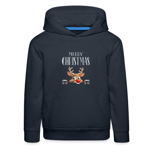 Kinder Premium Hoodie - Merry Christmas Red Nose - Navy