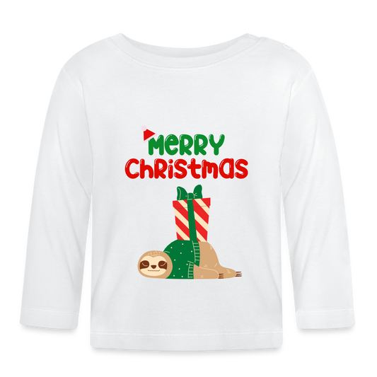 Baby Langarmshirt - Christmas Faultier schlafend - weiß