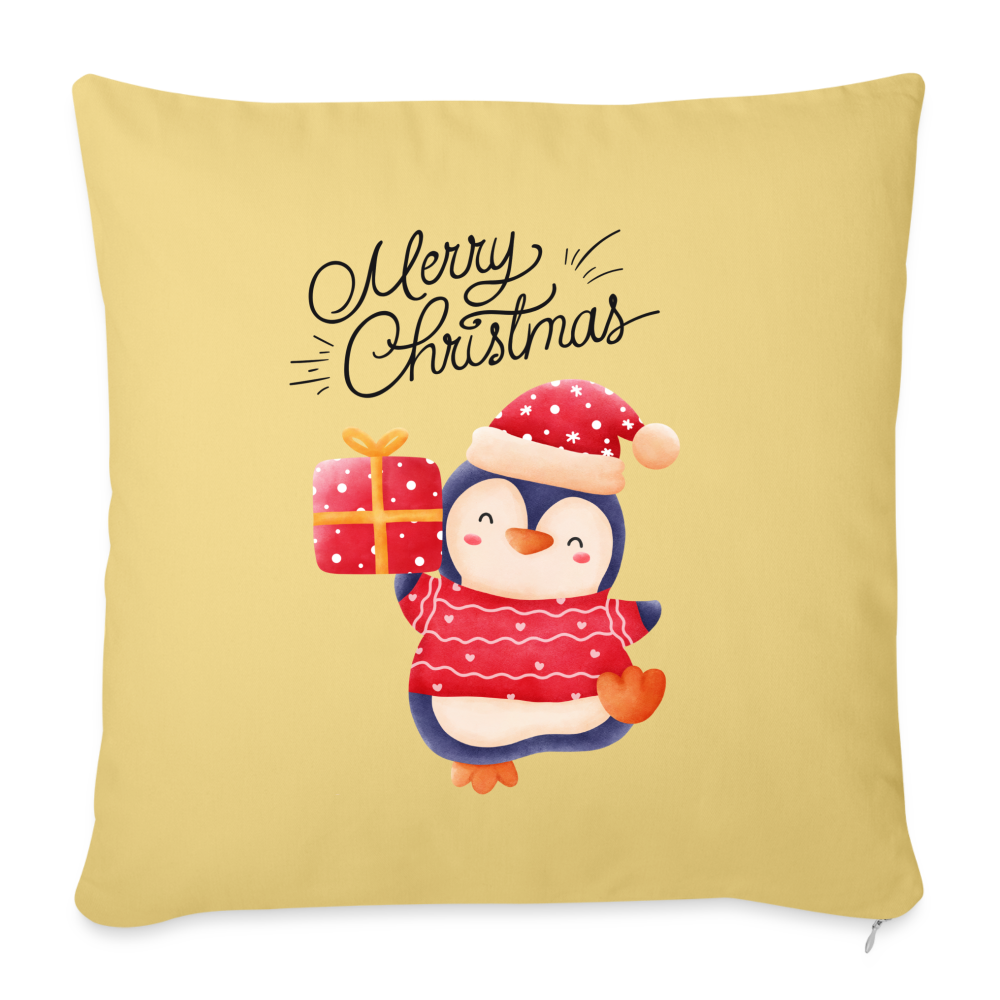 Sofakissen mit Füllung 44 x 44 cm - Christmas Penguin - Hellgelb