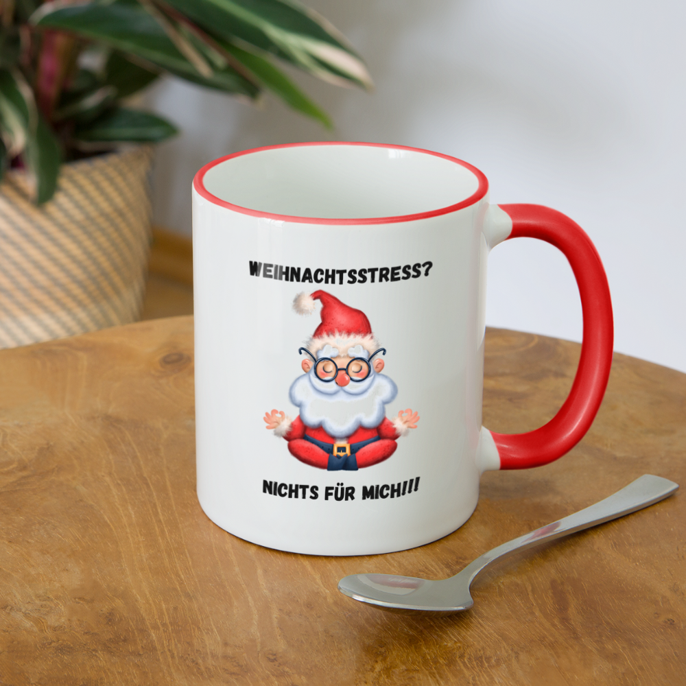 Tasse zweifarbig - Weihnachtsstress? - Weiß/Rot