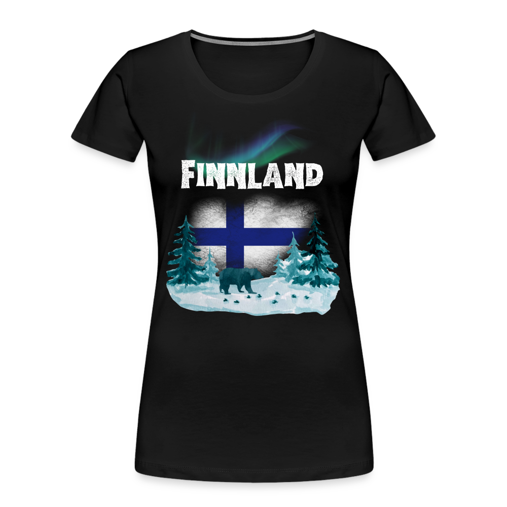 Frauen Premium Bio T-Shirt - Finnland Bär - Schwarz