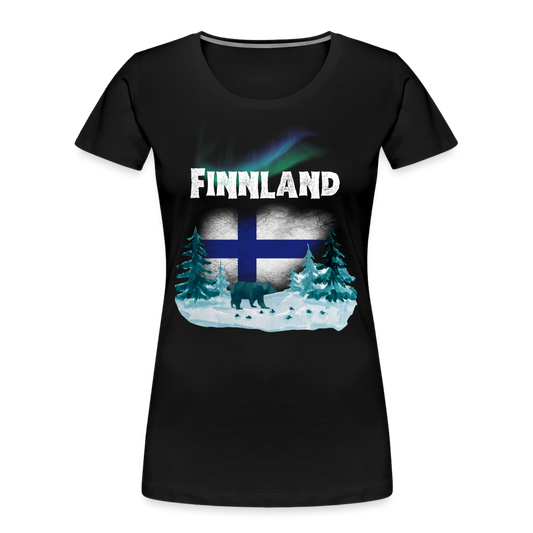 Frauen Premium Bio T-Shirt - Finnland Bär - Schwarz