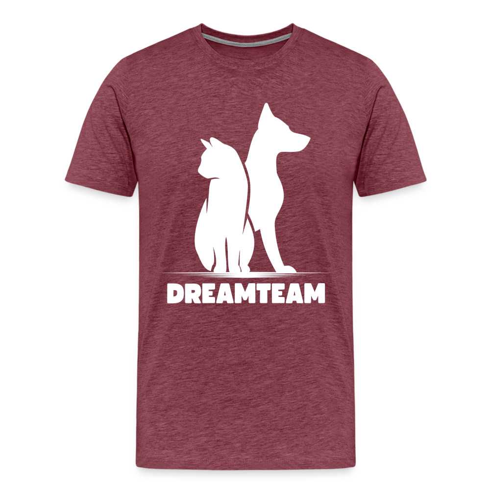 Männer Premium T-Shirt - Dreamteam II - Bordeauxrot meliert