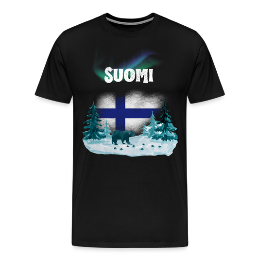 Männer Premium T-Shirt - Suomi Bär - Schwarz