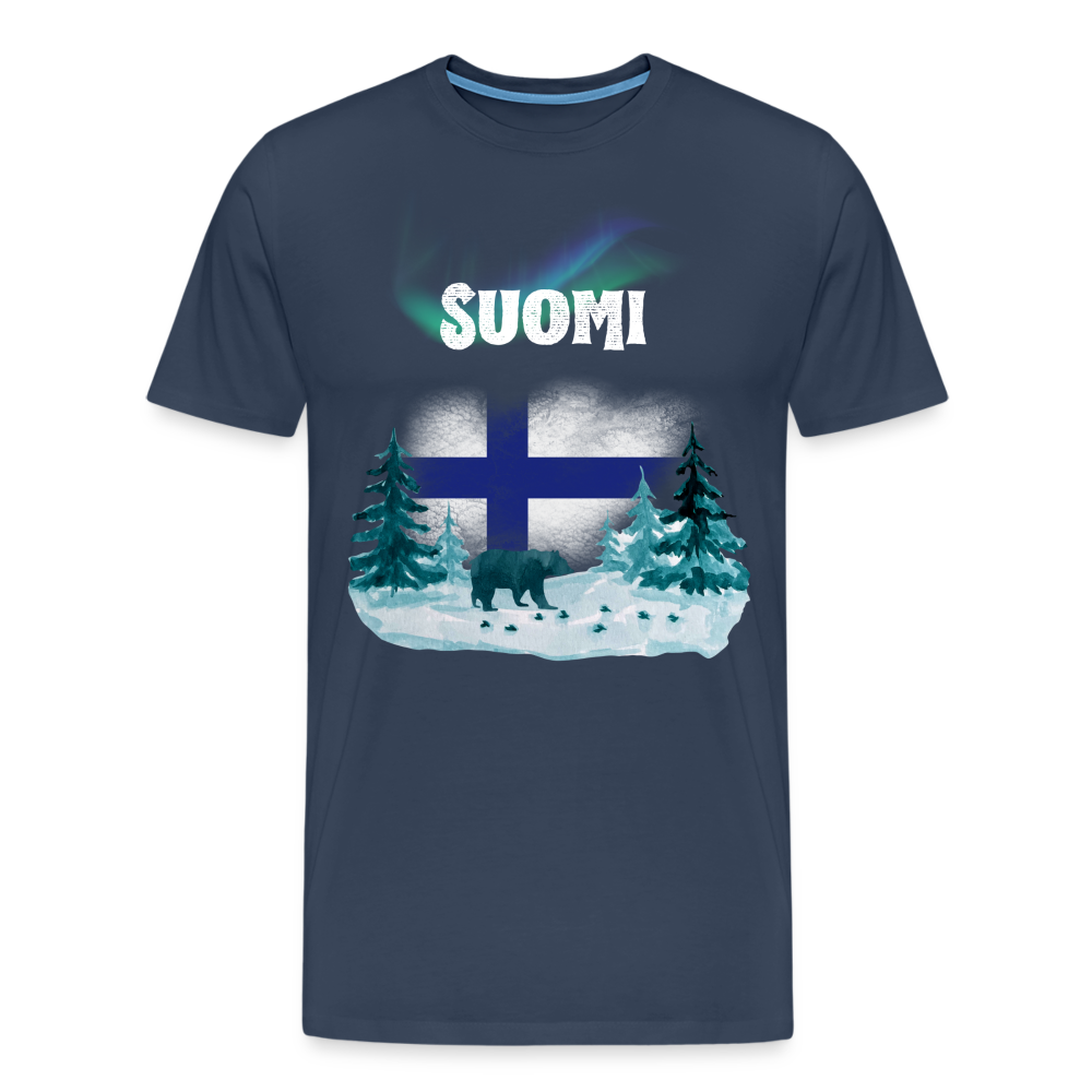 Männer Premium T-Shirt - Suomi Bär - Navy