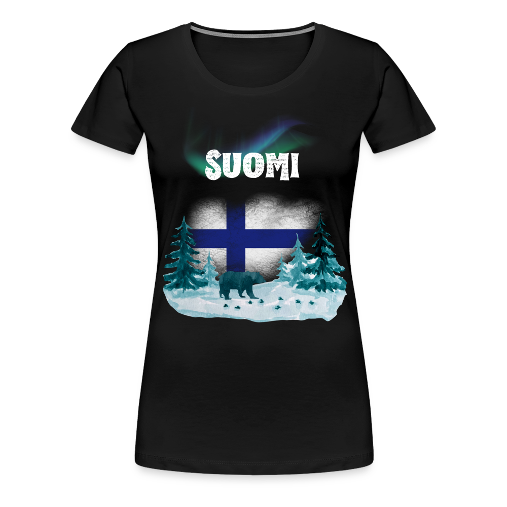 Frauen Premium T-Shirt - Suomi Bär - Schwarz