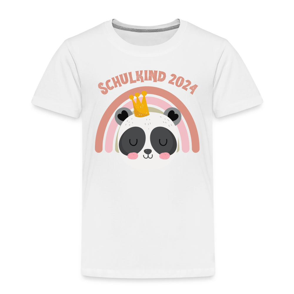 Kinder Premium T-Shirt -  Schulkind Panda 2024 - weiß