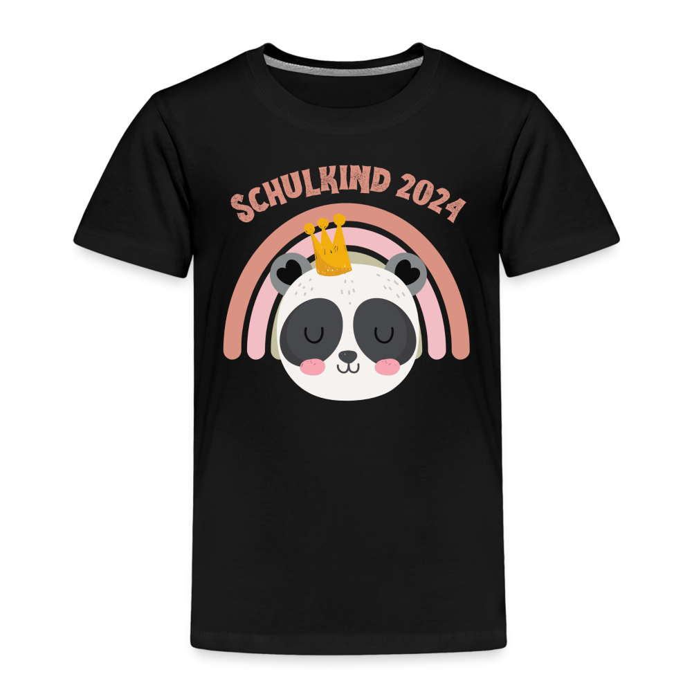 Kinder Premium T-Shirt -  Schulkind Panda 2024 - Schwarz