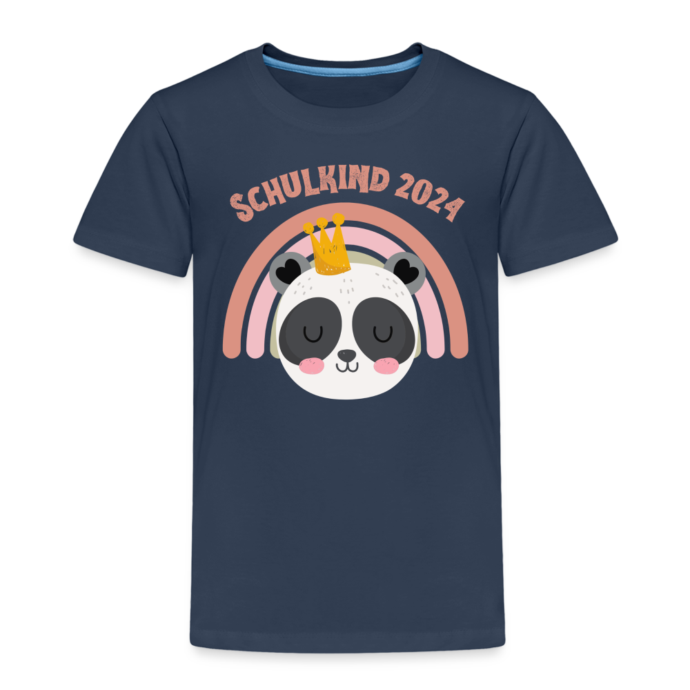 Kinder Premium T-Shirt -  Schulkind Panda 2024 - Navy