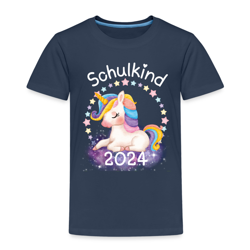 Kinder Premium T-Shirt - Schulkind Einhorn 2024 - Navy