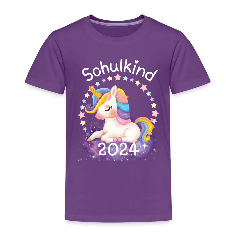 Kinder Premium T-Shirt - Schulkind Einhorn 2024 - Lila