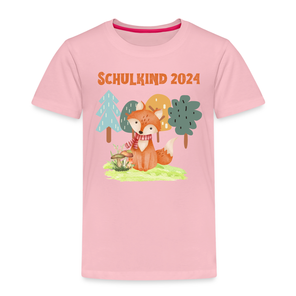 Kinder Premium T-Shirt - Schulkind Fuchs 2024 - Hellrosa