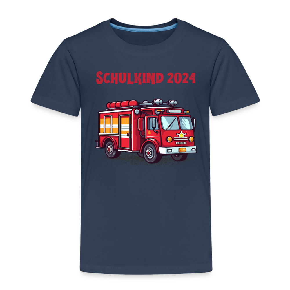 Kinder Premium T-Shirt - Schulkind Feuerwehr 2024 - Navy