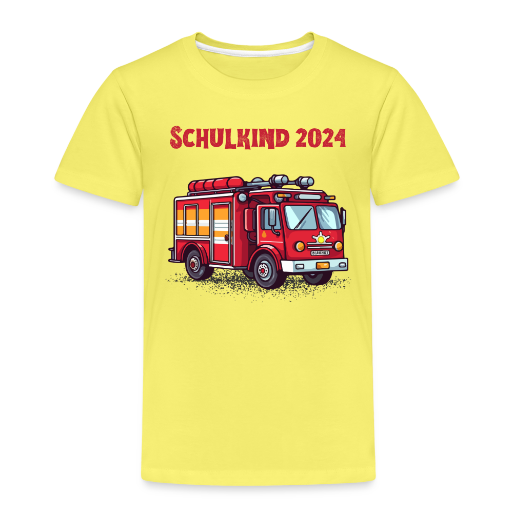 Kinder Premium T-Shirt - Schulkind Feuerwehr 2024 - Gelb