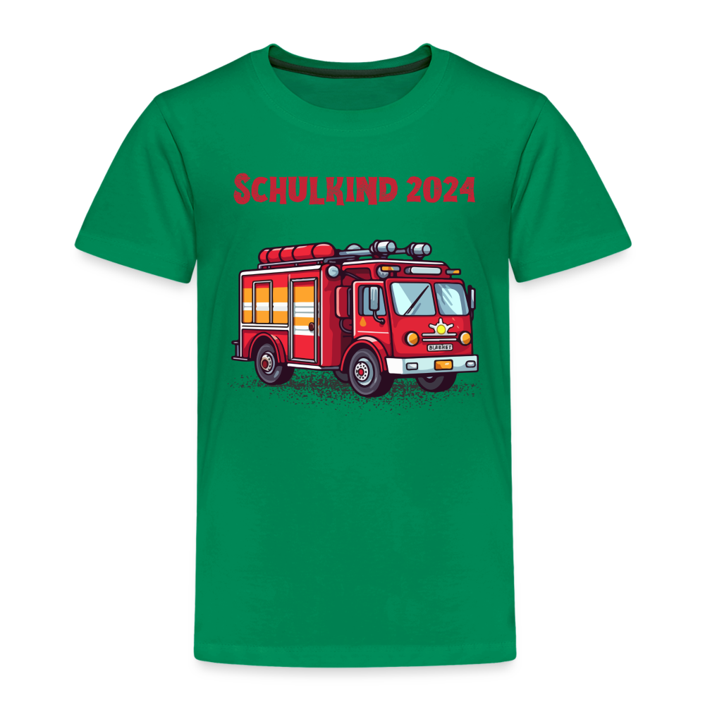 Kinder Premium T-Shirt - Schulkind Feuerwehr 2024 - Kelly Green