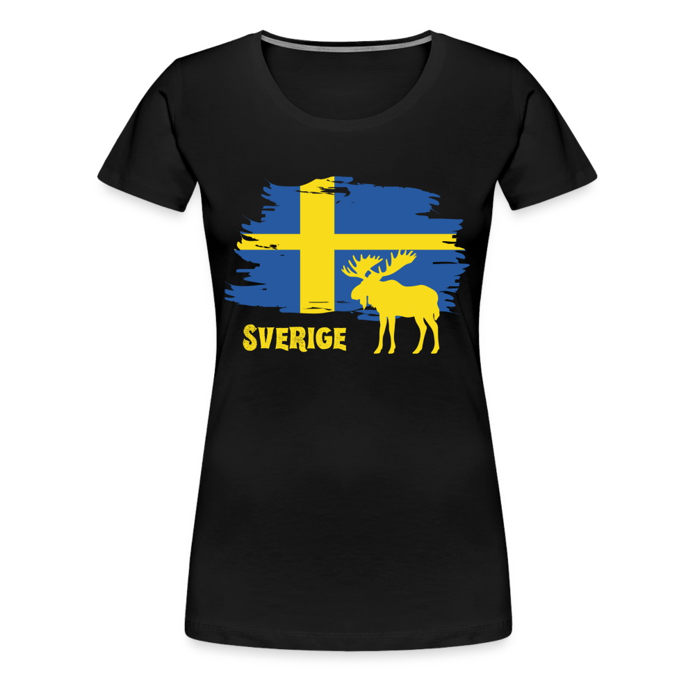 Frauen Premium T-Shirt - Sverige Elch (gelb) - Schwarz