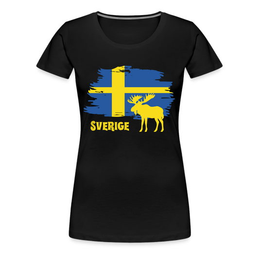 Frauen Premium T-Shirt - Sverige Elch (gelb) - Schwarz