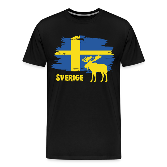 Männer Premium T-Shirt - Sverige Elch (gelb) - Schwarz