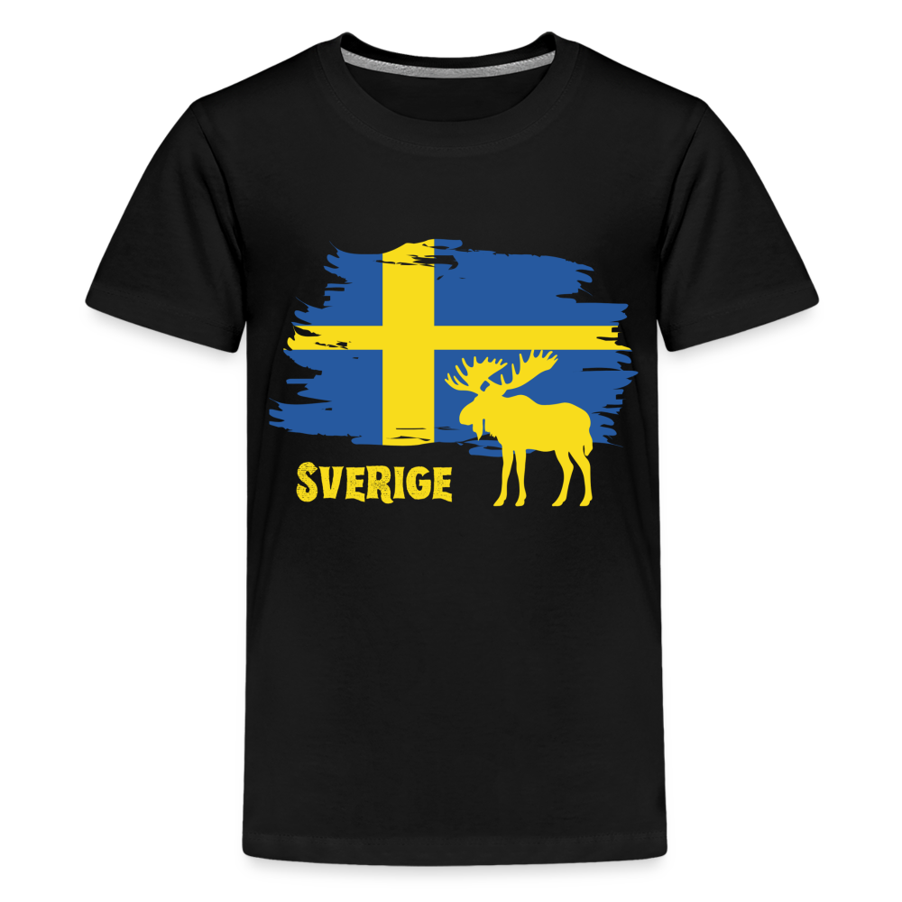 Teenager Premium T-Shirt - Sverige Elch (gelb) - Schwarz