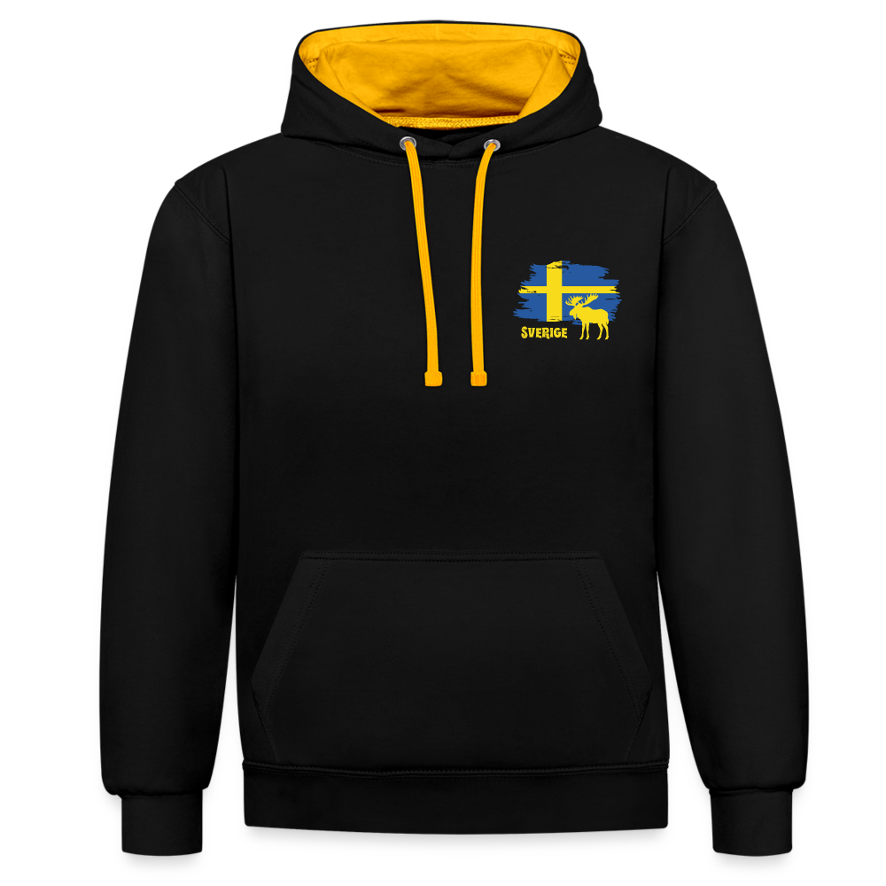 Kontrast-Hoodie - Sverige Elch (gelb) - Schwarz/Gold