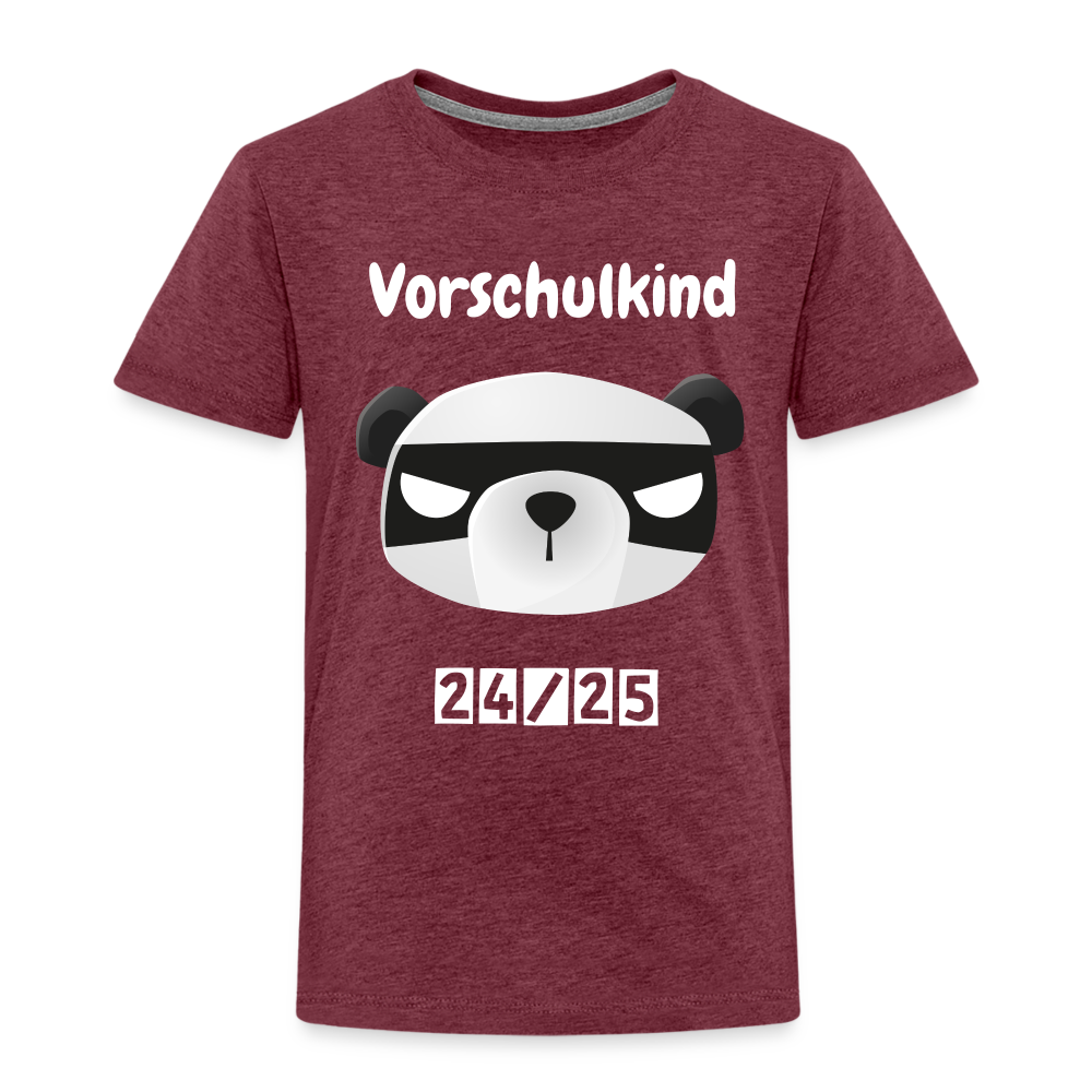 Kinder Premium T-Shirt - Vorschulkind Panda Ninja 24/25 - Bordeauxrot meliert