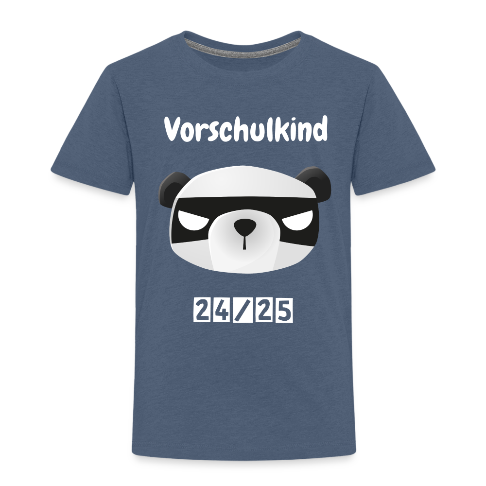 Kinder Premium T-Shirt - Vorschulkind Panda Ninja 24/25 - Blau meliert