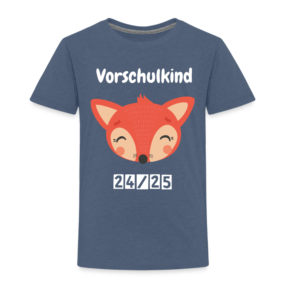 Kinder Premium T-Shirt - Vorschulkind Fuchs 24/25 - Blau meliert