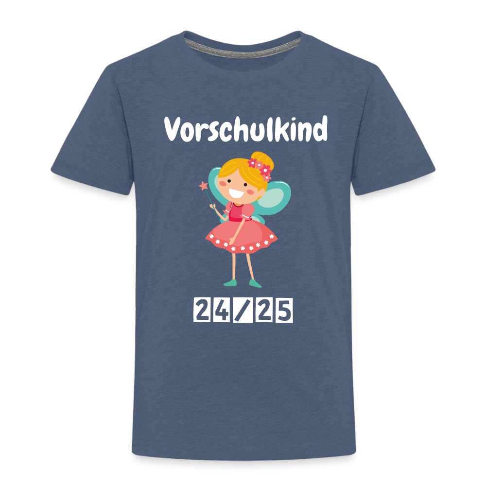 Kinder Premium T-Shirt - Vorschulkind Fee 24/25 - Blau meliert