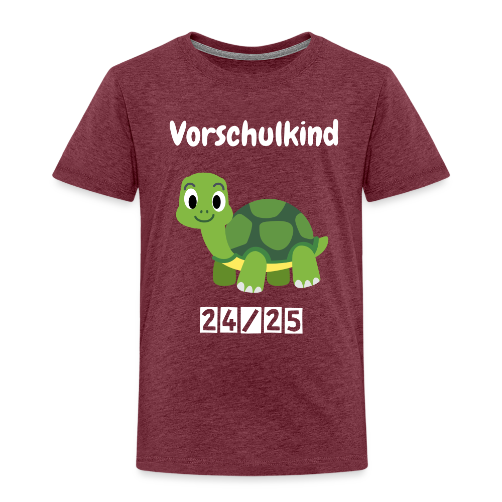 Kinder Premium T-Shirt - Vorschulkind Schildkröte 24/25 - Bordeauxrot meliert