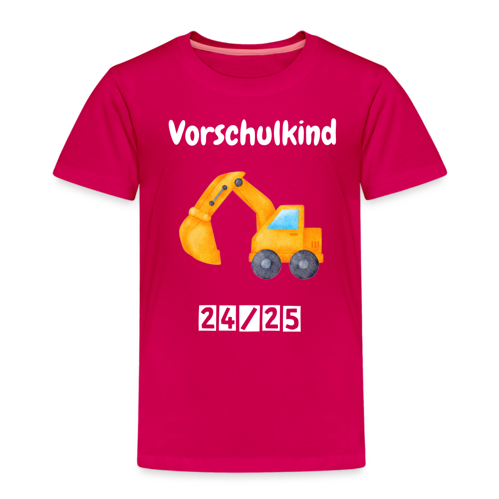 Kinder Premium T-Shirt - Vorschulkind Bagger 24/25 - dunkles Pink