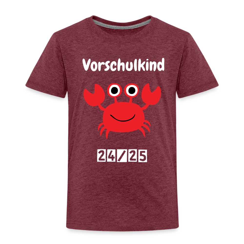 Kinder Premium T-Shirt - Vorschulkind Krabbe 24/25 - Bordeauxrot meliert