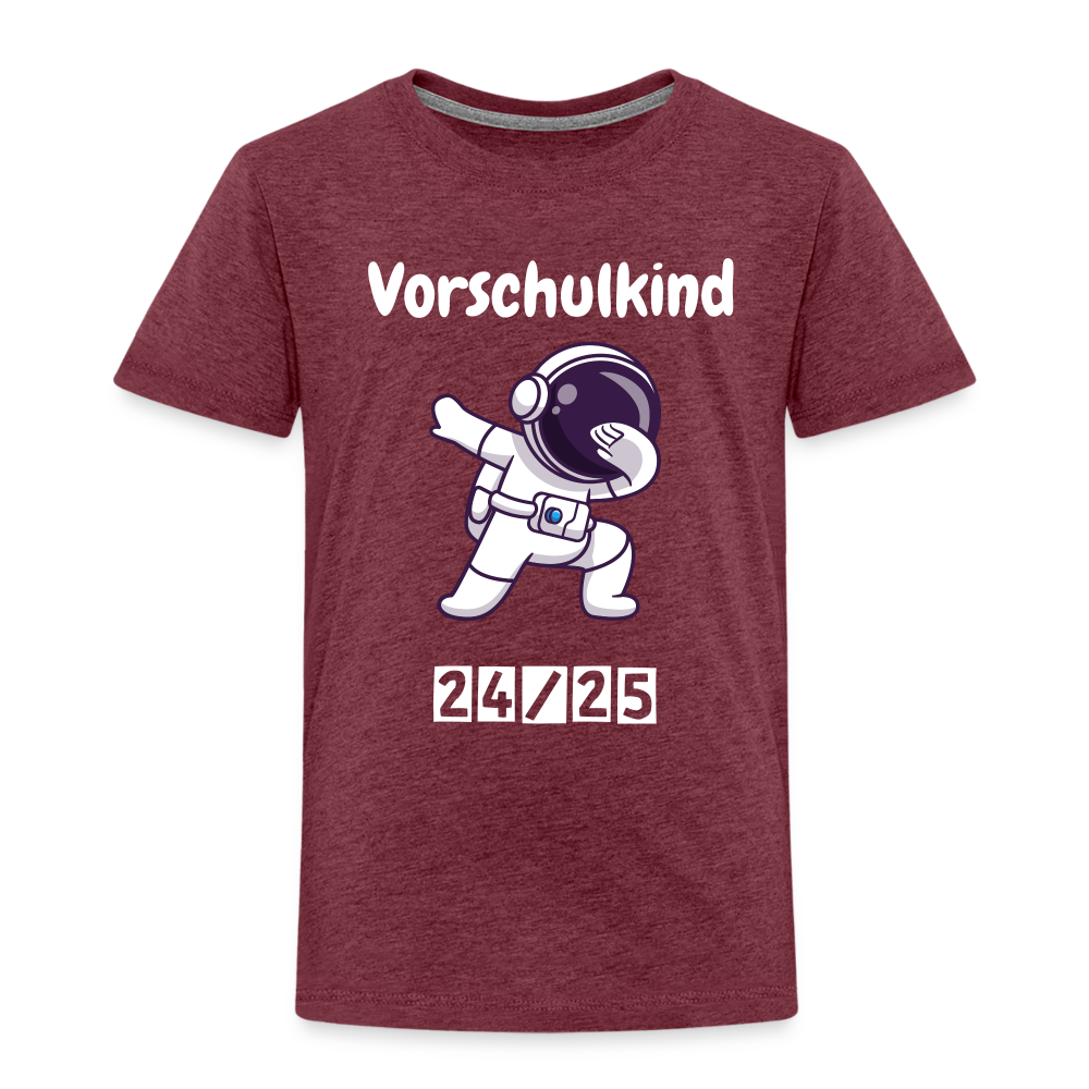 Kinder Premium T-Shirt - Vorschulkind Astronaut 24/25 - Bordeauxrot meliert