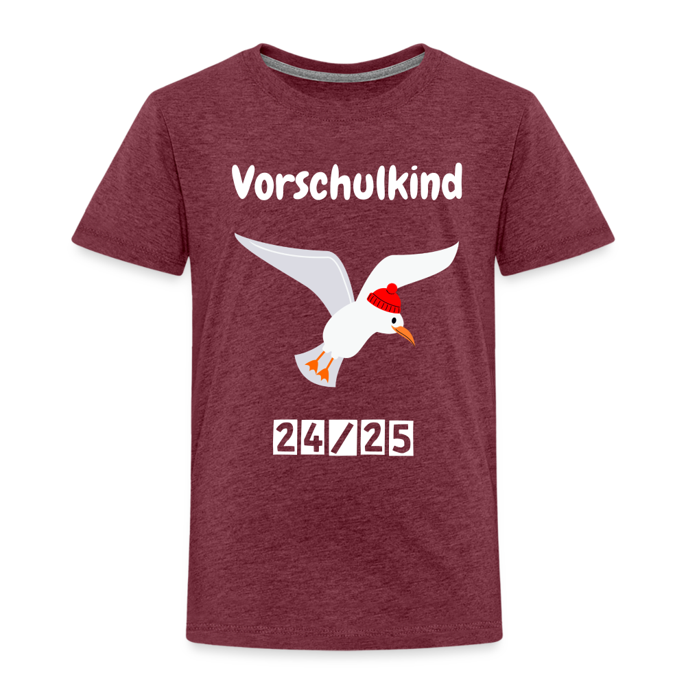 Kinder Premium T-Shirt - Vorschulkind Möwe rot 24/25 - Bordeauxrot meliert