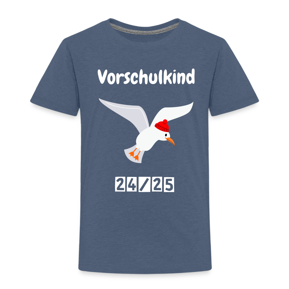 Kinder Premium T-Shirt - Vorschulkind Möwe rot 24/25 - Blau meliert