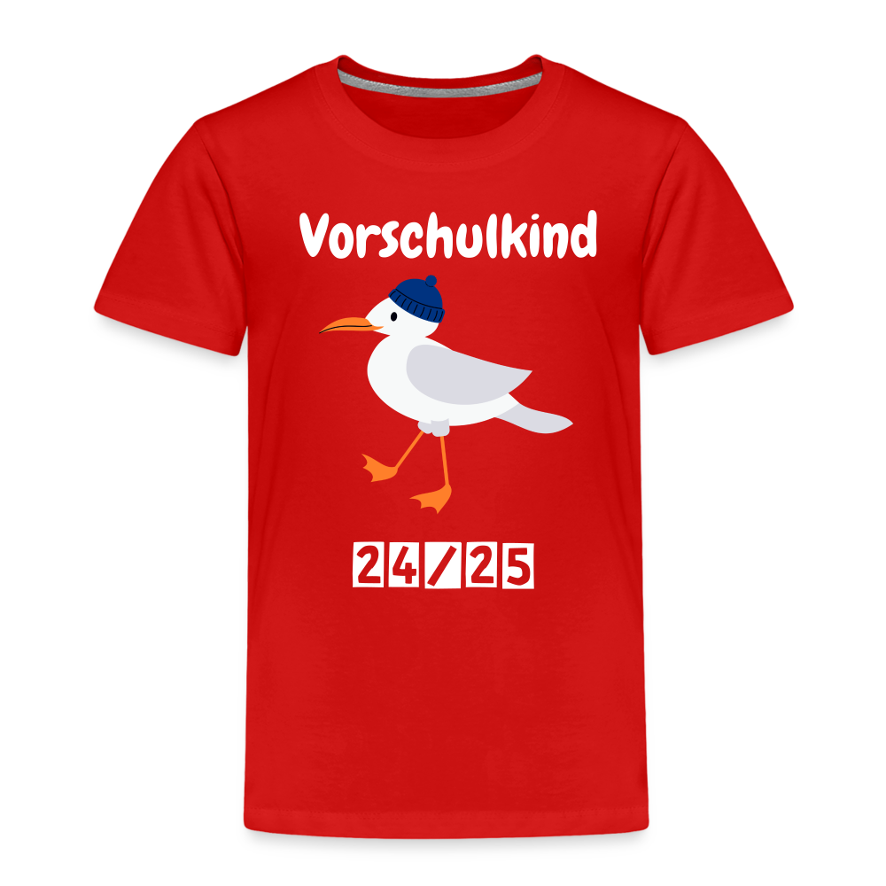 Kinder Premium T-Shirt - Vorschulkind Möwe blau 24/25 - Rot