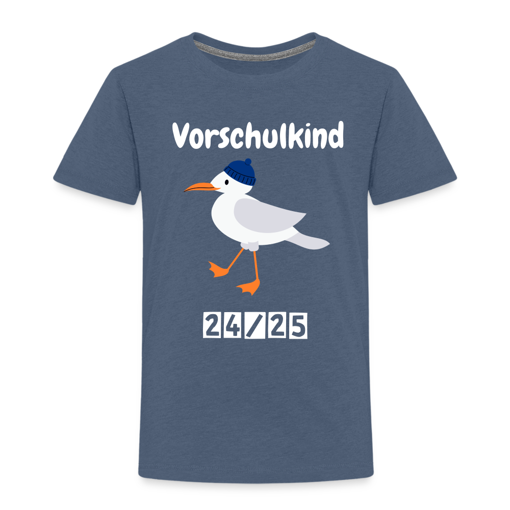 Kinder Premium T-Shirt - Vorschulkind Möwe blau 24/25 - Blau meliert