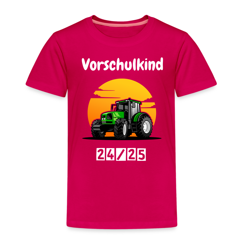 Kinder Premium T-Shirt - Vorschulkind Traktor 24/25 - dunkles Pink