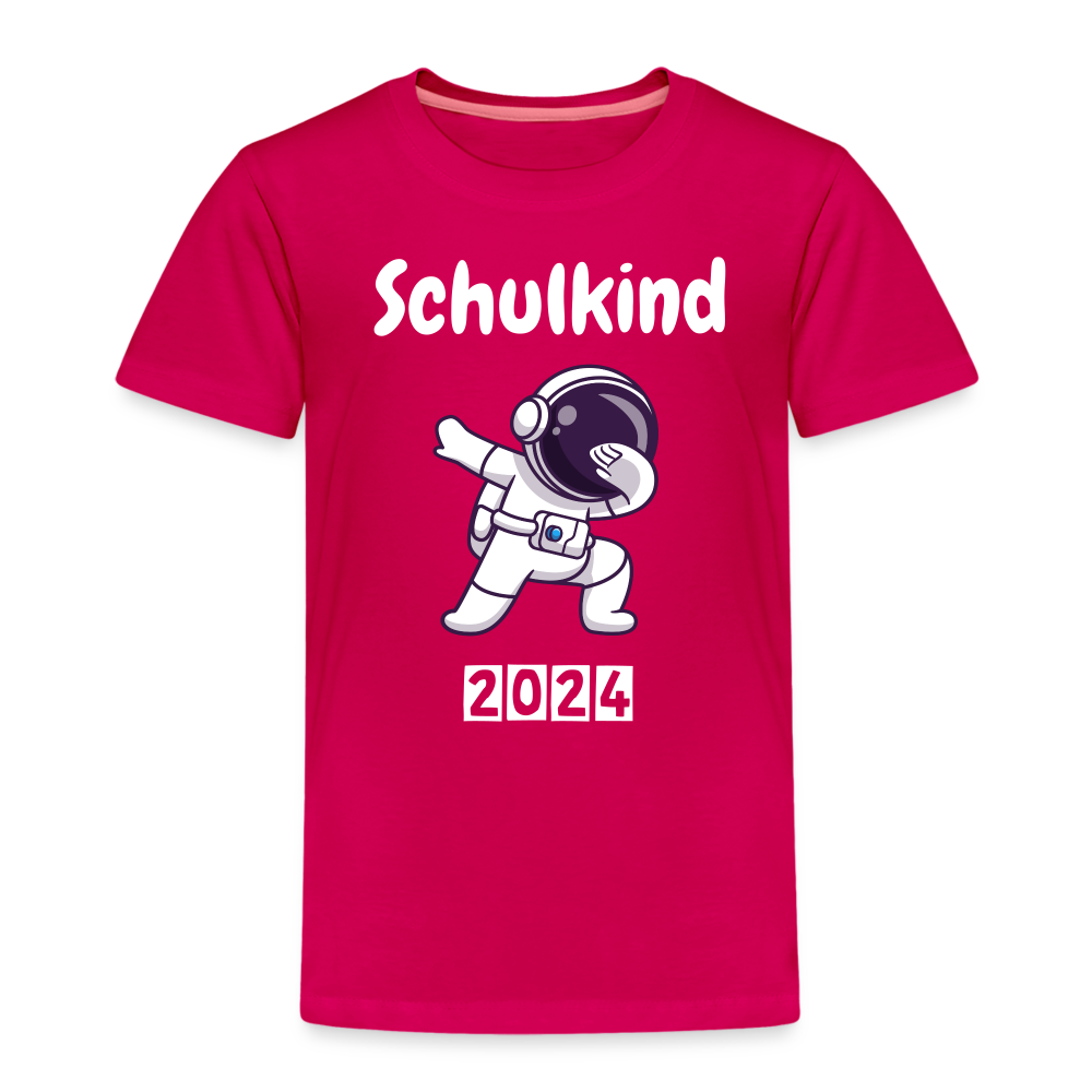 Kinder Premium T-Shirt - Schulkind Astronaut 2024 - dunkles Pink